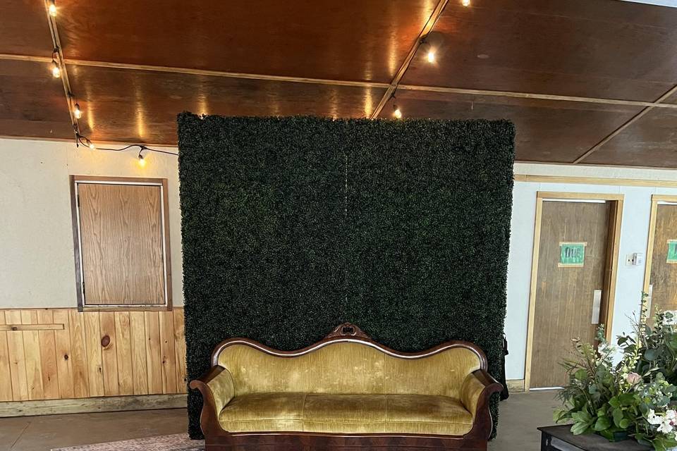 Lighting/Greenery Wall/Couch