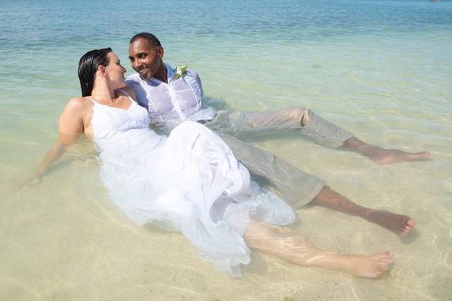 Beach wedding trash-the-dress