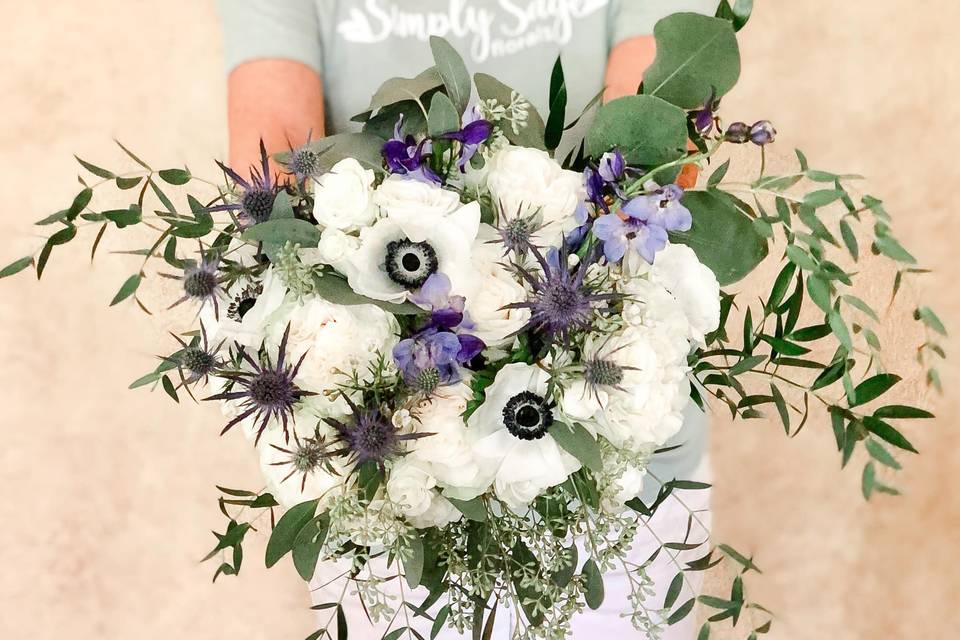 Anemones and Delphiniums