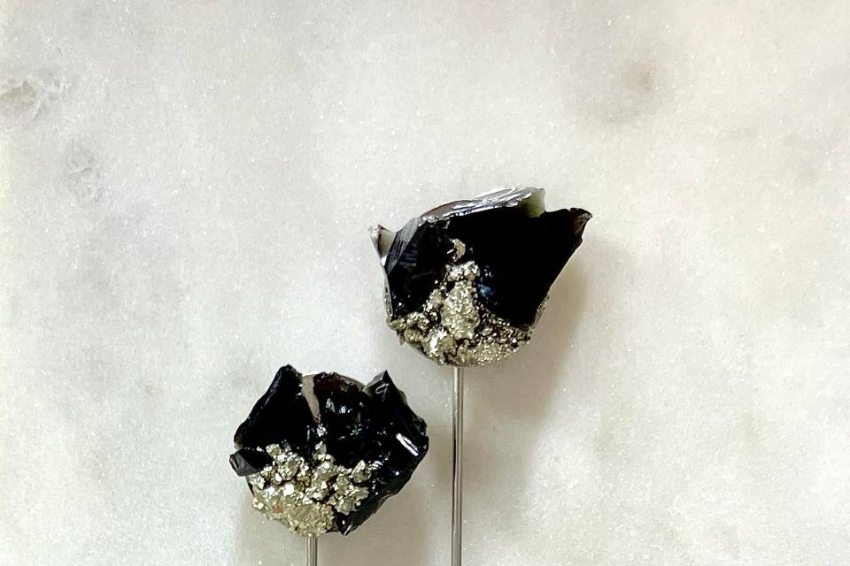 Raw obsidian lapel pins