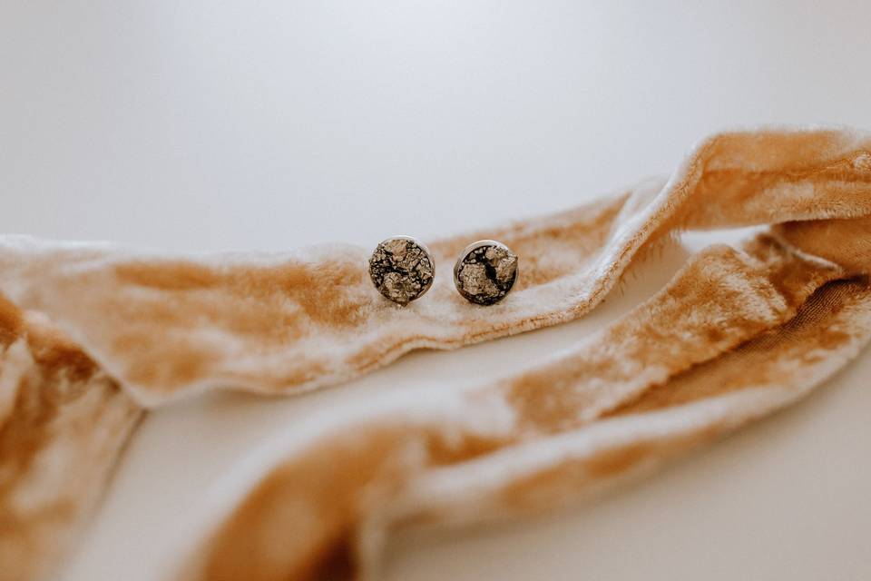 Pyrite Crystal Studs for Bride