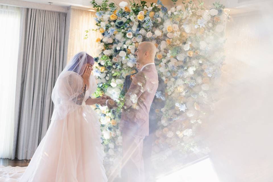 Wedding suite floral wall