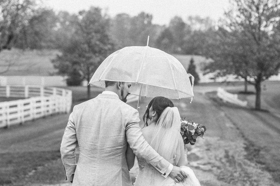 Romantic rainy wedding