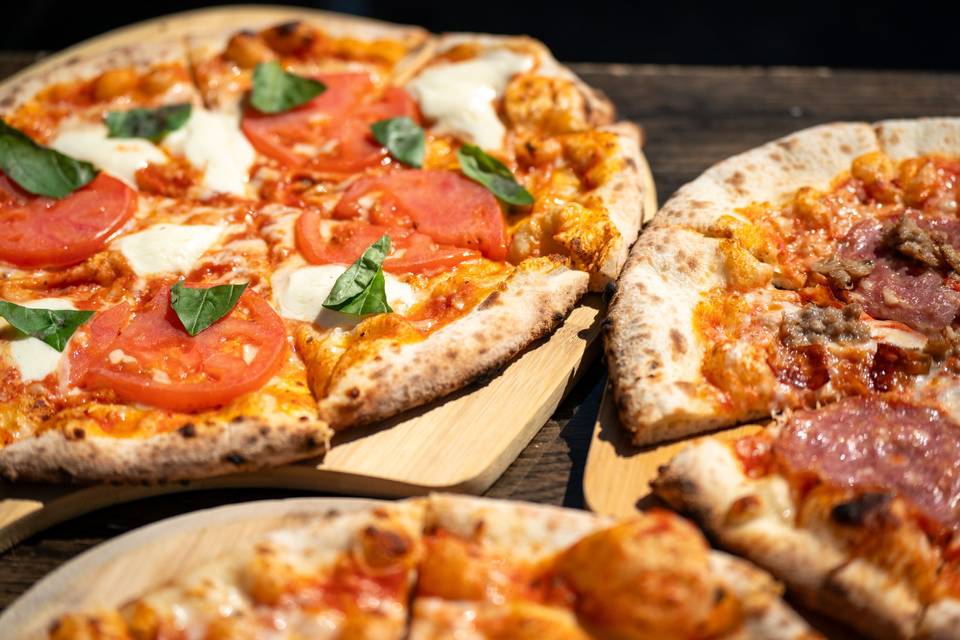 Array of pizzas
