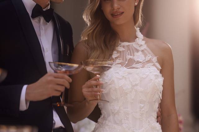 #High-Neck wedding dress