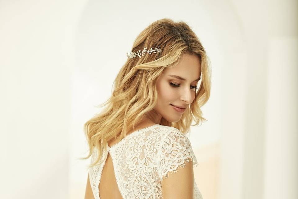 A-line lace wedding gown
