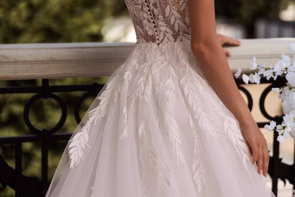 #High-neck covered back gown