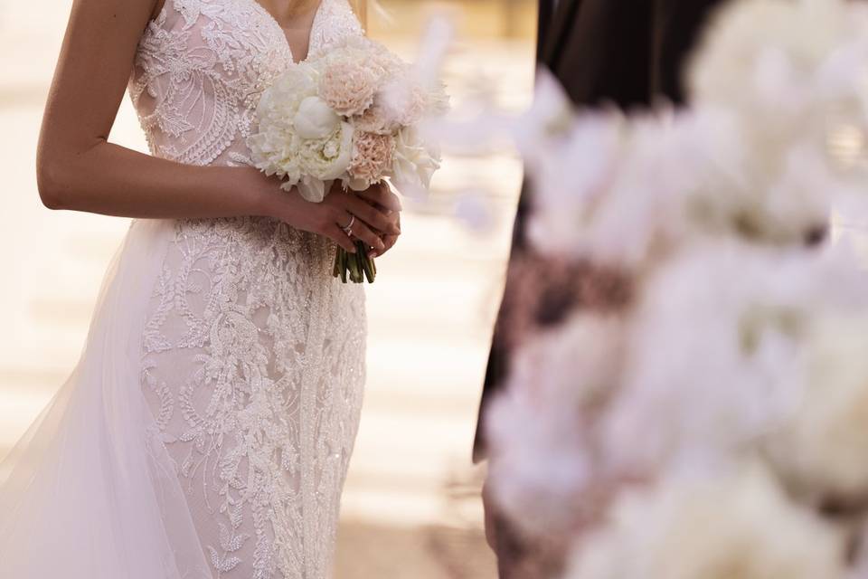 #Gown with detachable tr