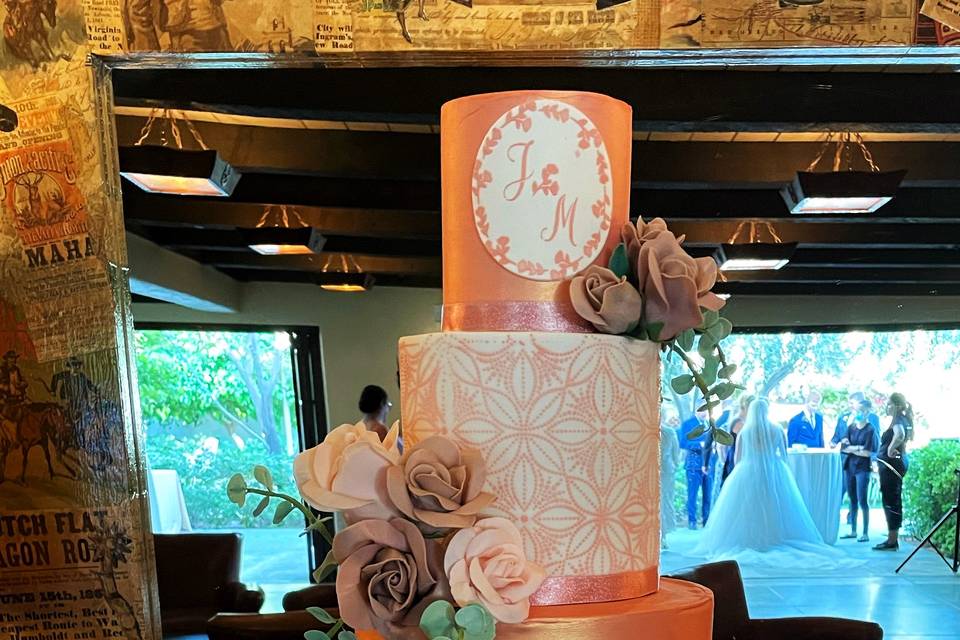 Rose gold wedding cake