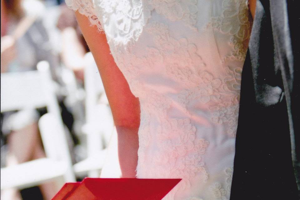 Bride holding red envelope