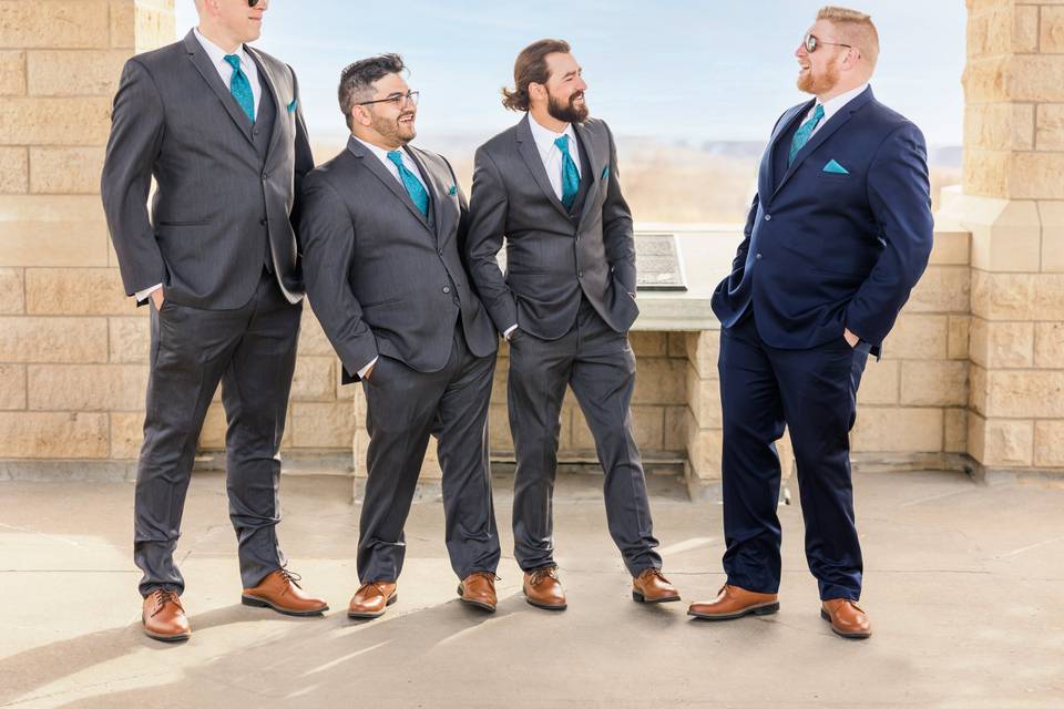 Wedding party in suits