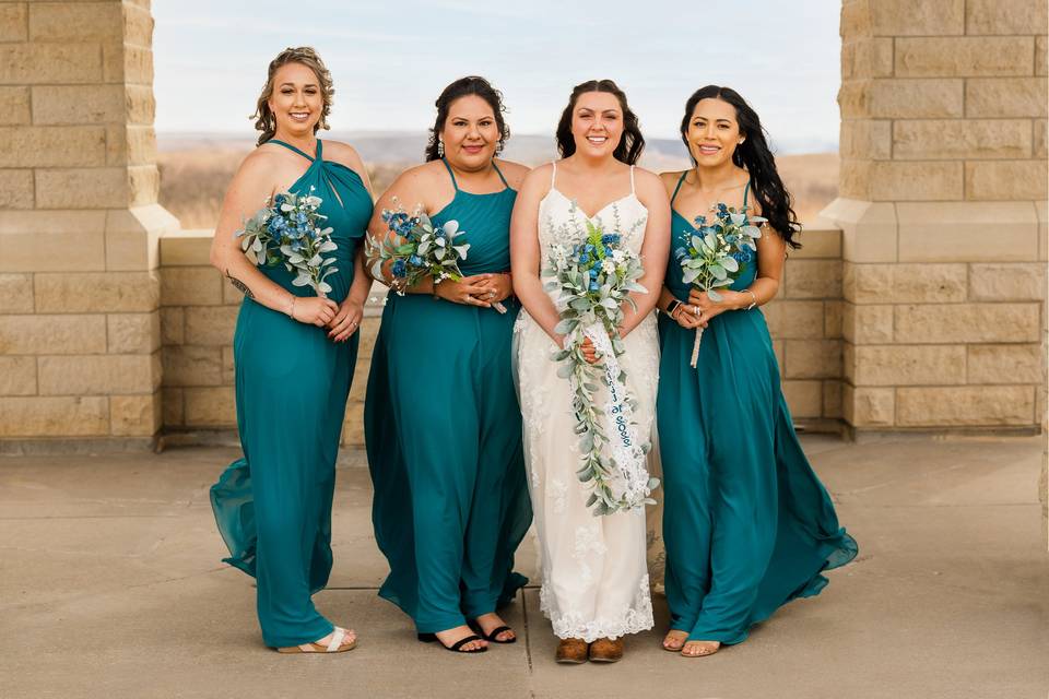 Wedding party in dresses