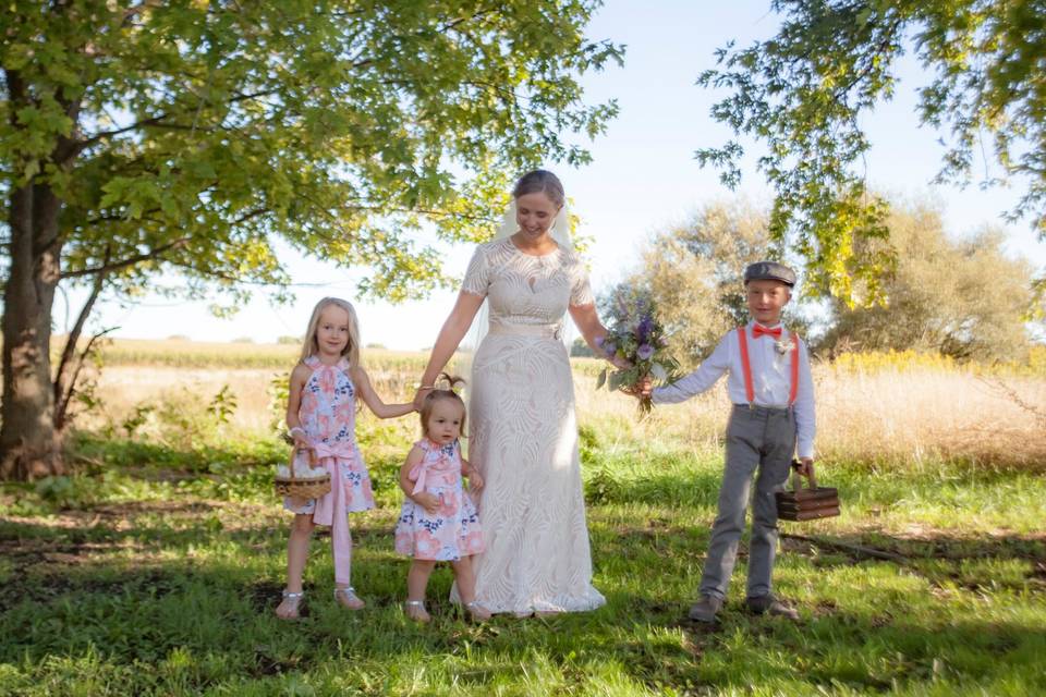 Bride and kids