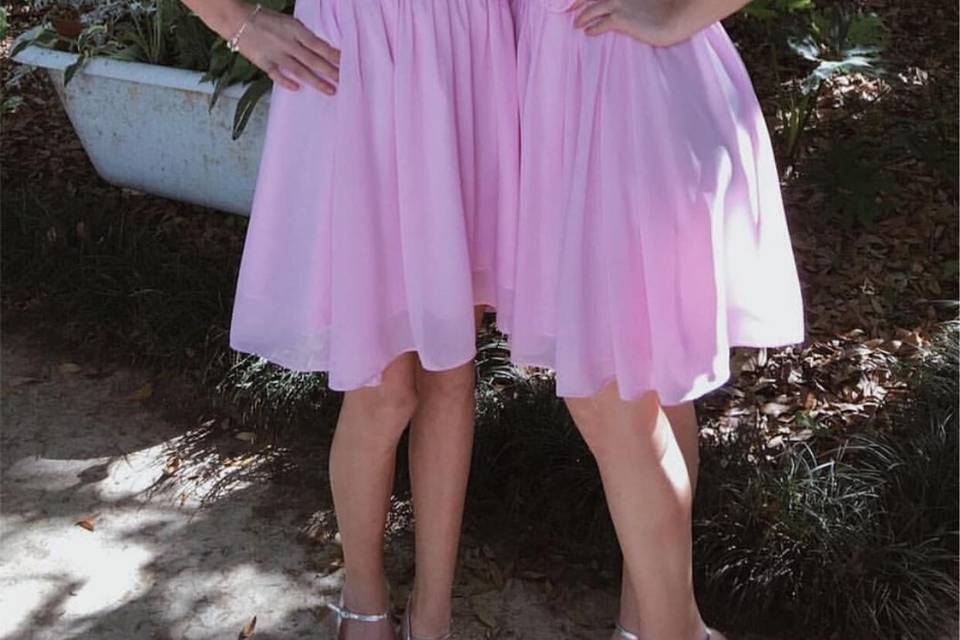 Beautiful twin bridesmaids