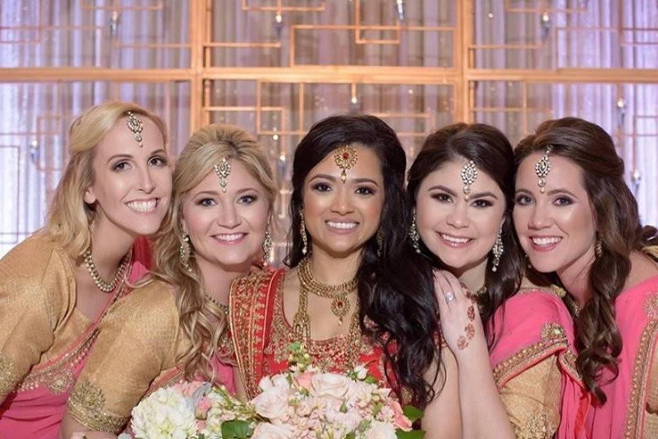 Beautiful bride and friends