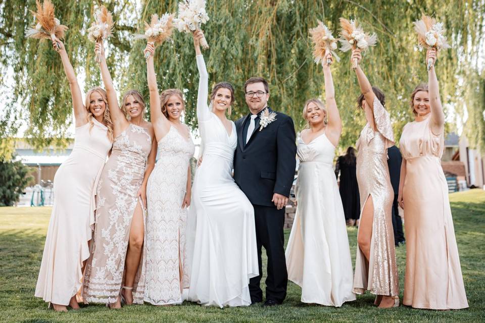 Groom and bridesmaids