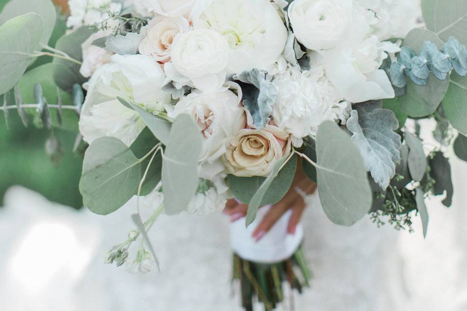 Blue and white flowers