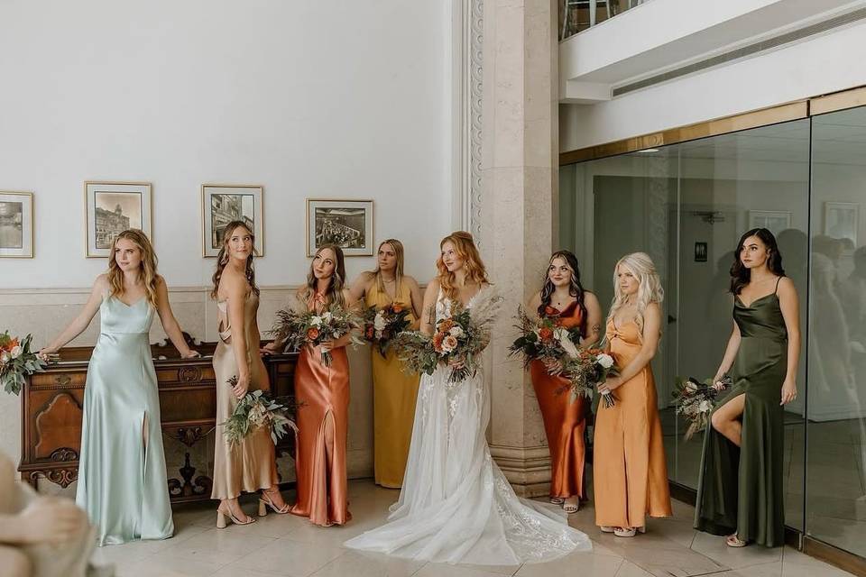Bridal party in lobby