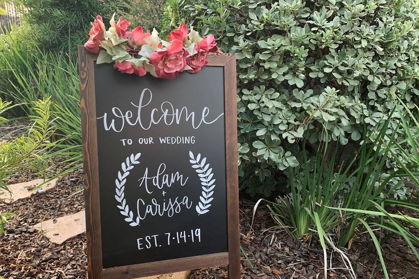 Chalkboard welcome sign