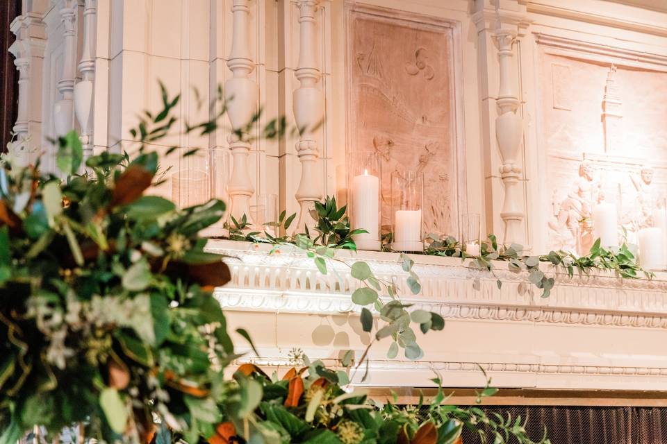 Greenery and mantle decor