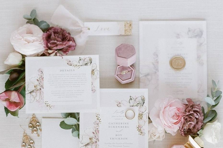 Soft mauve invitation florals