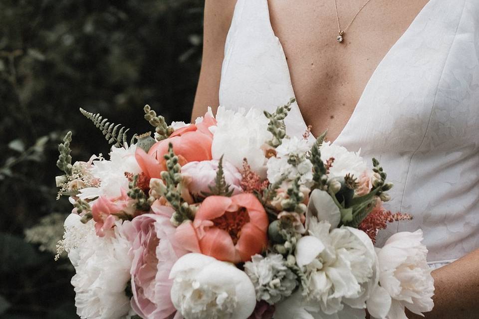 Holding the bouquet