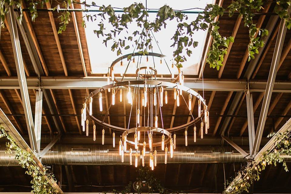 Ceremony under the chandelier