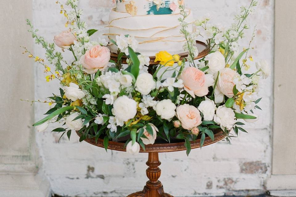 Four tier cake with florals