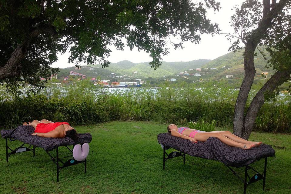 Massage on the shaded knoll, Hotel on the Cay