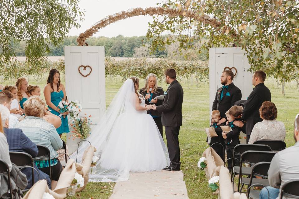 A rustic vineyard wedding.