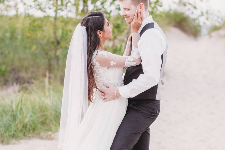 A sandy beach wedding.