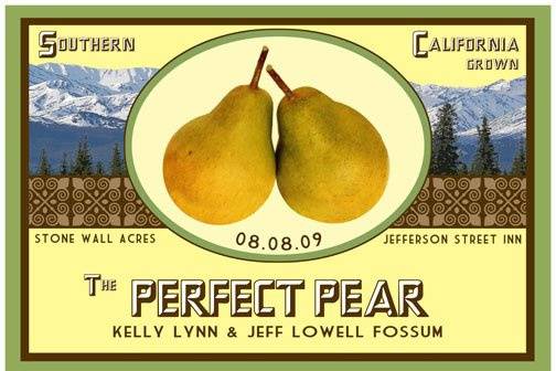 Vintage fruit label inspired wedding logo design - perfect for invitations, favors, and all wedding stationery.