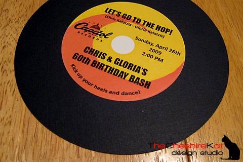 Custom record-style birthday invitation.