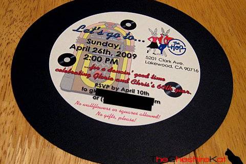 Custom record-style birthday invitation.