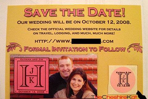 Save-the-date card with detachable magnet and calendar stickers.