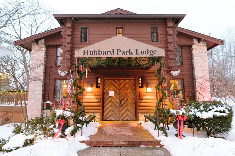 Front entrance of Hubbard Park Lodge.