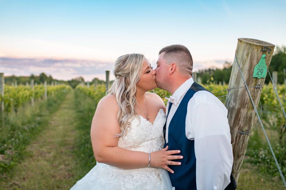 Winery wedding at sunset