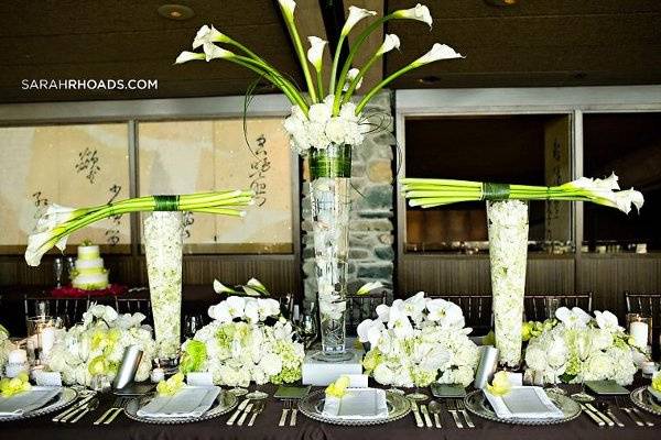 Table setup with centerpiece