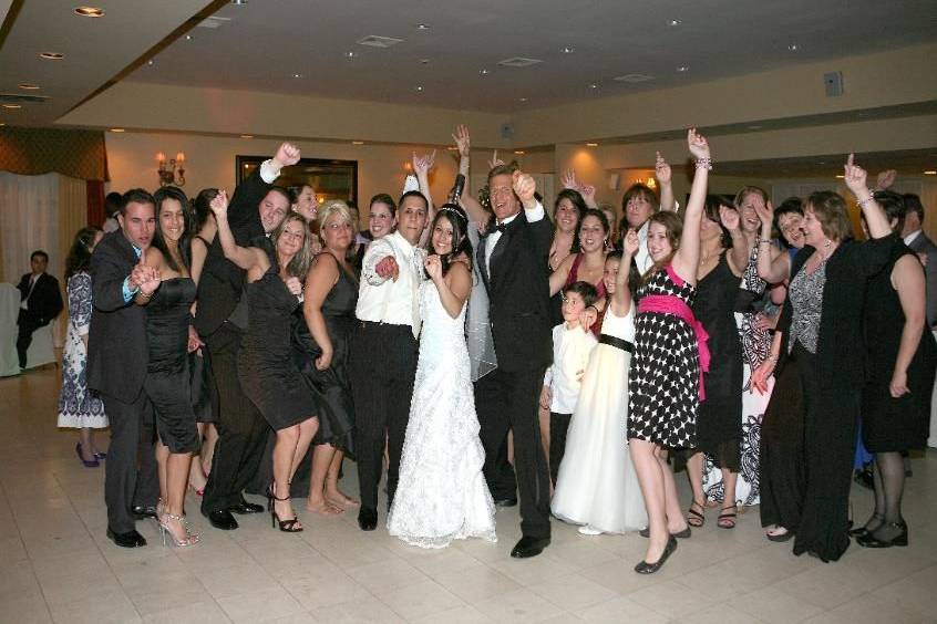 Wedding guests dancing