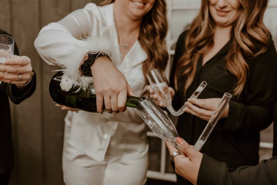 Celebrate with bridesmaids
