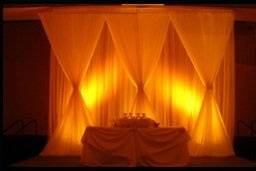 Bunted pipe & drape, sheer drapes