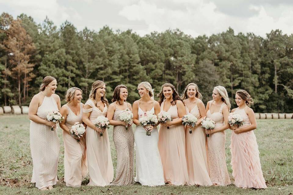 Bridal party in the meadows