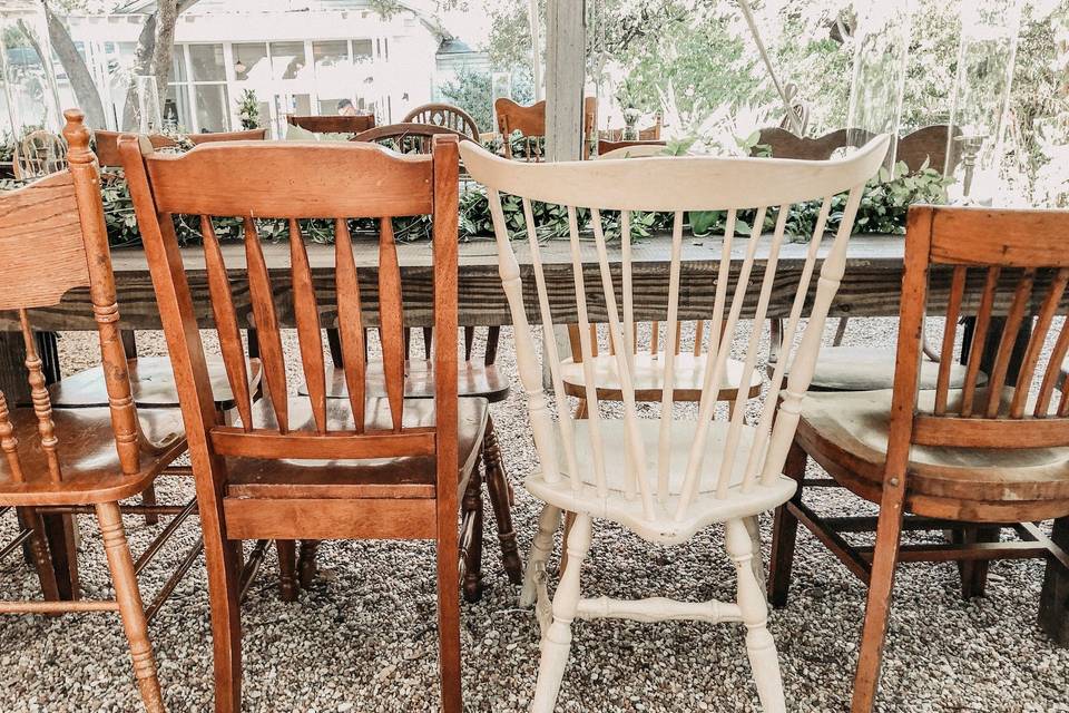 Mismatched vintage chairs