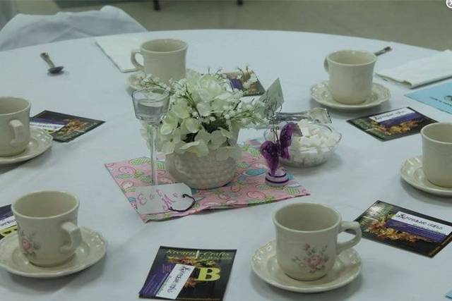 Table setup with centerpiece
