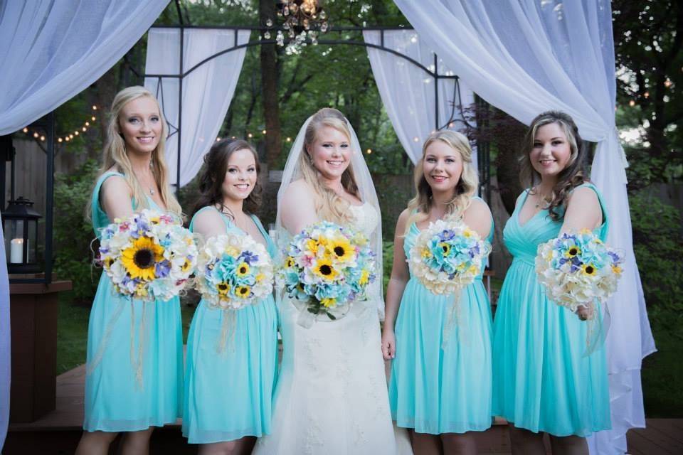 Bride and bridesmaids