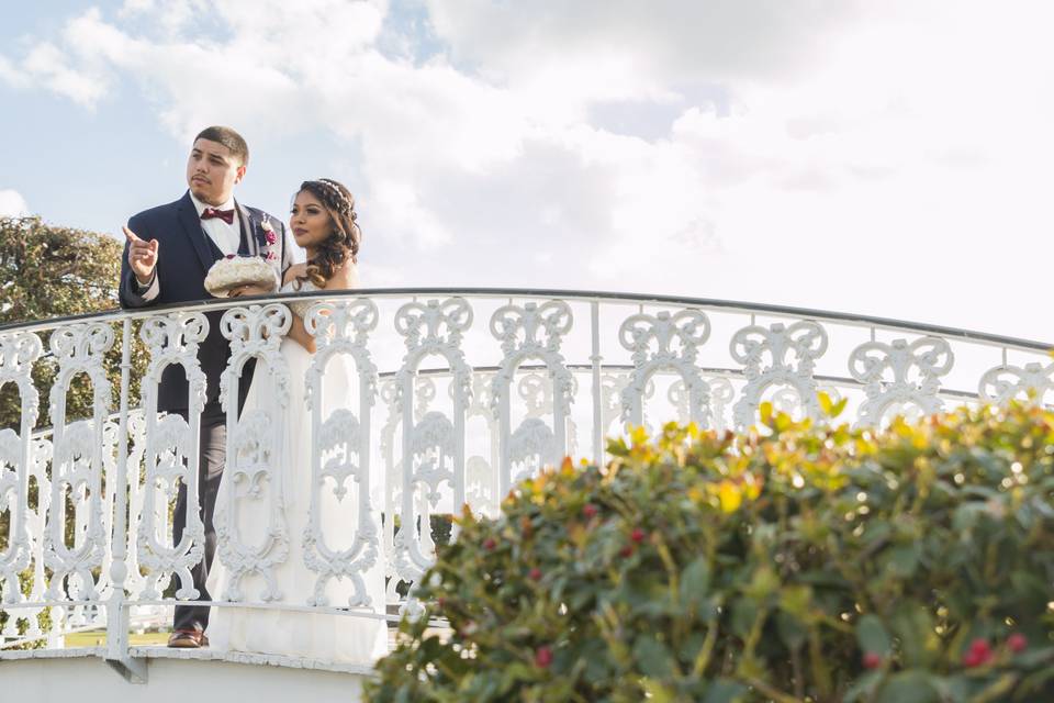 Romantic portrait on a bridge