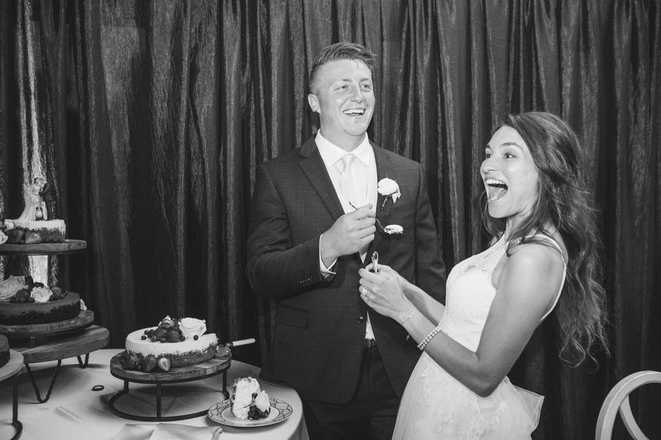 Laughing together as newlyweds