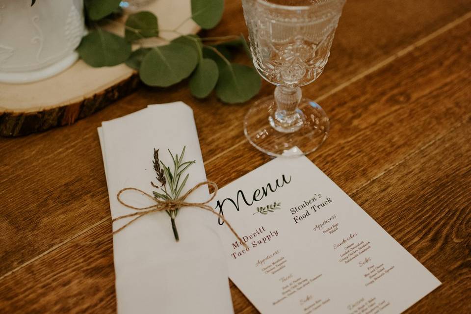 Dinner menu