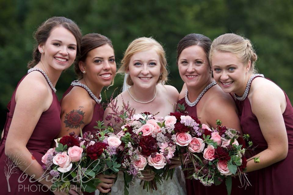 Bride and bridesmaids