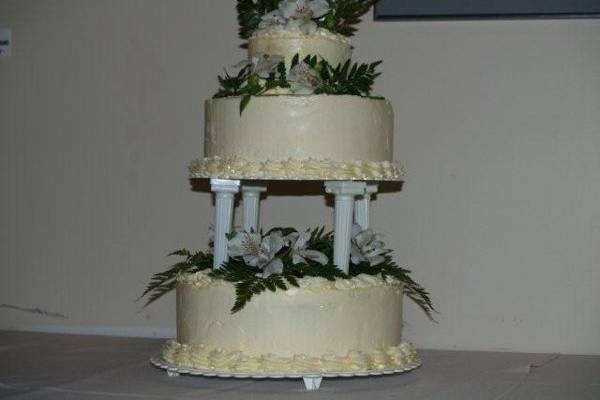 Multiple layered wedding cake